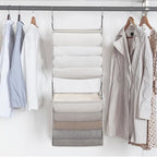 STORAGE MANIAC 2-Shelf Hanging Closet Organizer, Cloth Hanging Closet Shelf, Hanging Closets Baskets with Hooks for Dorm, Apt, Bedroom, College, Garment Rack, Wardrobe, Fabric with Mesh, Ivory - style: Ivory