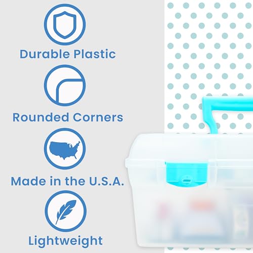 ArtBin 6937AG Essentials Lift-Out Tray Box, Portable Art & Craft Organizer with Handle and Tray, Clear/Aqua - color: Aqua Mist Latches