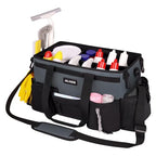JKAOO Large Wearable Cleaning Caddy Bags,Cleaning Supplies Storage Bag with Handles and Adjustable Shoulder Strap and Removable Waist Straps,Waterproof Cleaning Bags for Home,Car,Office (Gray) - color: Gray