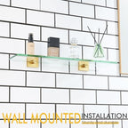 KOKOSIRI Wall Shelves 20-Inch Floating Tempered Glass Shelf Bathroom Hardware Kitchen Hanging Rack Shower Storage, Brushed Gold Stainless Steel B1107BG-L20 - color: Brushed Gold, size: 20-Inch