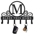 Metal Letter M Key Holder for Wall, Decorative Metal Key Holder Wall Mount, Key Hooks Coat Rack Monogram Wall Decor, Perfect for Bathroom, Living Room, Kitchen, Anniversary Housewarming Gift - style: M