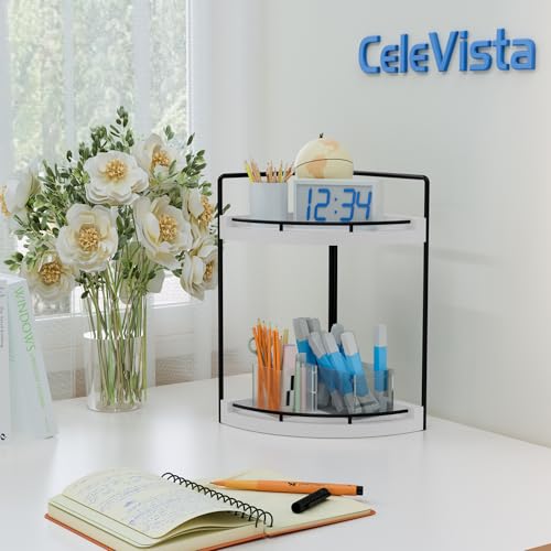 Corner Bathroom Counter Organizer, 2 Tier Wood Vanity Storage, Waterproof Skincare Shelf for Kitchen & Toiletries Decor, Dresser (White-2 Tier) - color: White-2 Tier