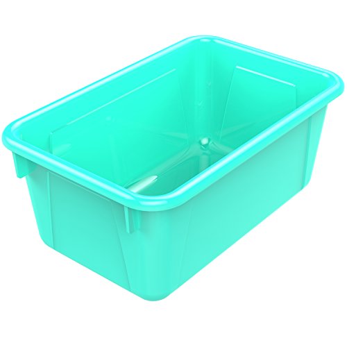 Storex Small Cubby Bins, Pack of 5, 12.2 x 7.8 x 5.1 Inches, Teal (62420U05C) - color: Teal, style: Bin Only