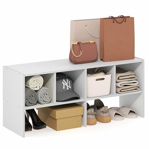 Furinno FANO Closet Organizers and Storage, 6-Cube Multipurpose Top Shelf Closet Shelf, Stackable Closet Organization Shelves, 11.7 x 36 x 15.4, for Bedroom, Closet, Laundry Room, White - color: White, size: 6-Cube, Top Shelf
