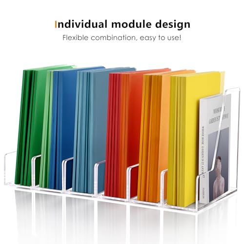 SANRUI 4 Pack Vertical File Holder, Acrylic Desk Organizer Magazine File Sorter for Magazines, Binders, Notebooks, Envelopes, Multi-Purpose Clear Document Organizer Rack - style: 4 Pack File Rack (A4)