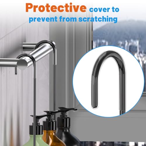 YUOROS Hanging Shower Caddy, Over the Door Shower Organizer Rack 304 Stainless Steel Rustproof Bathroom Storage Shampoo Holder Basket (Black) - color: Black, size: 1 Tier
