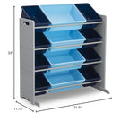 Delta Children Kids Toy Storage Organizer with 12 Plastic Bins - Greenguard Gold Certified, Grey/Blue - color: Grey/Blue