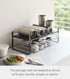 Yamazaki Home Tower Expandable Support Rack - Kitchen Storage Shelf Organizer - Small - Steel - color: Black