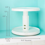YouCopia Crazy Susan Two-Tier Turntable, Height-Adjustable Lazy Susan Organizer for Kitchen Cabinet and Pantry Organization and Storage, White - size: Two Tier