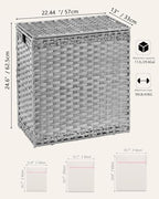 SETVSON Laundry Hamper with Lid Wicker Laundry Basket 112 L (29.6 Gal) Laundry Hampers Handwoven Rattan Clothes Hamper with Handles 3 Removable Liner Bag, 6 Mesh Bags for Bathroom Bedroom Gray - color: Grey, size: 29.6 Gal