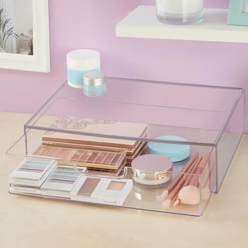 STORi STAX Plastic Stackable Organizer Drawer in Clear | 12.5-inches Wide | Organize Office Desk Accessories and Sort Letter-Size Paper | Made in USA - color: Clear, size: Open 1pk