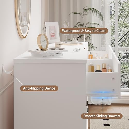 Xixini Dresser for Bedroom, 6 Drawer Wide Modern Chest of Drawers with X-Shaped Sturdy Base, Wood Double Dresser Closet Clothes Storage Organizer, Wooden TV Stand for Living Room, Hallway, White - color: White, size: 15.6"D x 47.2"W x 29.5"H (6 Drawers)