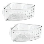 iDesign Plastic Suction Cup Corner Shower Basket for Bathroom Storage, Set of 2, Clear, Made in USA - style: Pack of 2