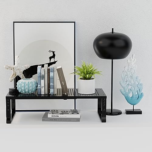 Jojocross Expandable Adjustable Stackable Kitchen Organizer, Spice Rack,Metal Pantry Storage Shelves Racks,Counter Shelf for Cabinets, Countertop, Cupboard(2 Packs/Medium/Black) - color: 2 Packs/Black, size: 7.87"D x 16.6"~26.5"W x 6.1"/7.5"H