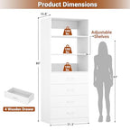 Aheaplus Closet Drawers System, 21.3" Wood Closet Organizer System with 4 Drawers, Modular Walk-in Closet System Storage Unit, Small Closets Wardrobe Rack, Tall Storage Cabinet Unit, White - color: White
