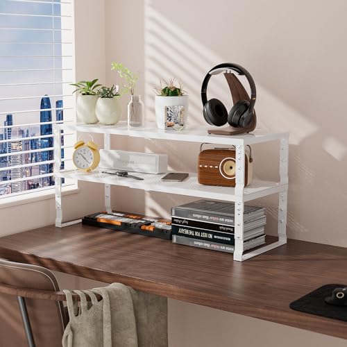 Metal Stackable Expandable Storage Rack, Adjustable Under Sink Shelf & Countertop Space Saving, Heavy-Duty Pantry Storage, Suitable for Kitchens, RV, Bathrooms, Workshops or Offices - color: 1pack/Large/White, size: Large