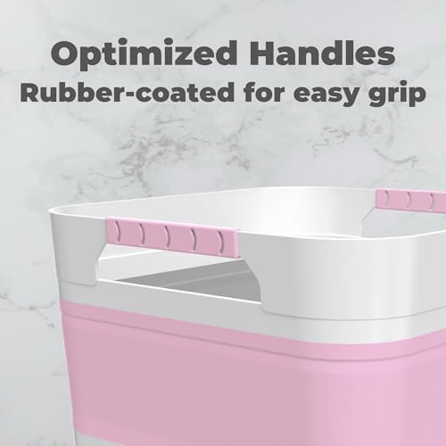GIMWA 2.6 Gal(10L) Collapsible Wash Basin for Baby Bottles,Pink Space-Saving Collapsible Dish Basin with Drain Plug for bottle washing, Collapsible Bucket for RV Kitchen Essentials - color: Pink