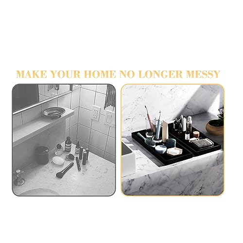 BBK Bathroom Vanity Tray 11.8 in- 2 Pack(Large) Silicone Bathroom Tray for Counter, Perfume Key Trinket Ring Tray, Decor Soap Dispenser Countertop Tray for Kitchen Sink Organization (Black) - color: Black (2-pack Large)