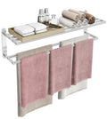 VOTZAAQ 32 in Towel Racks for Bathroom, Bath Towel Shelf with Double Towel Bar, Stainless Steel Towel Storage for Lavatory Wall Mounted, 2-Tier Towel Hanger Towel Holder, Brushed Nickel - size: 32in