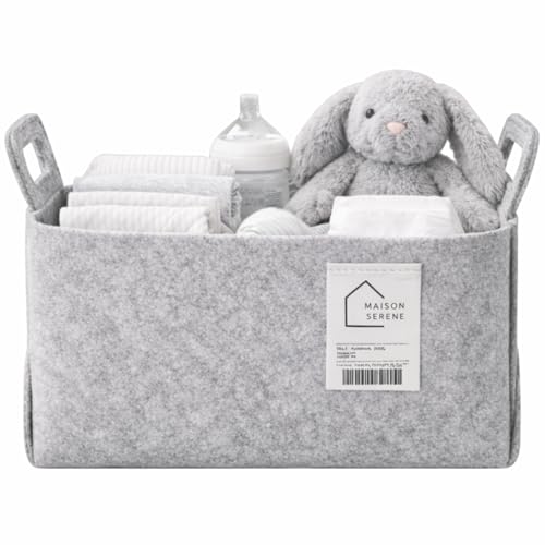 Felt Storage Bin - Foldable Fabric Storage Basket with Handles, Multi-Purpose Storage Organizer for Shelves, Closet, Toys, Clothes, Blankets, Bedroom, Living Room & Nursery, GREY, Medium - color: GREY, size: M