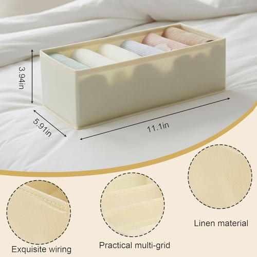 6 Grid Foldable Clothes Organizer Box,Wardrobe Storage Bin with PP Board Support,for Underwear, Socks, and T-Shirts,White - color: White, size: 6 Grid
