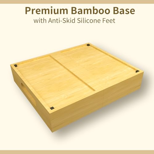 Lid Organizer for Cabinet – Bamboo Kitchen Storage for Plastic Lids, Adjustable Drawer Dividers, Food Container Organizer (Fits Cabinets & Drawers) (Large) - size: Large