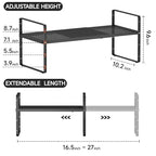 Expandable Cabinet Countertop Shelves 16.5-27’’L, Adjustable Metal Spice Rack Organizer, Stackable Kitchen Counter Storage Shelves Organizers for Cabinet Organization, Black - size: 1Pack-Special-10.2''Wx(16.5-27'')Lx9.6''H-Black