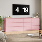 Jocoevol Modern Pink 6 Drawer Dresser - Simply Chest of Drawers for Bedroom, Closet, Living Room, Hallway, Entryway, Wood Storage Double Dresser with Smooth Metal Rails - Pink - color: Pink