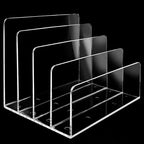 4 Section Acrylic File Organizer, Clear Desk Organizer and Accessories, Sturdy File Folder Holder Sorter, Office Supplies for Mail Letter Paper Electronic Notebook