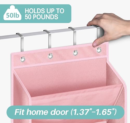KEETDY Over The Door Shoe Organizer Fit 20 Pairs Sneakers Large Hanging Shoe Organizer for Closet Door Storage Boots, Pink - color: Pink, size: 64"
