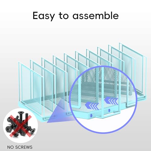 9-Section Desk File Organizer, Vertical File Holder, Mesh Desktop File Folder Metal File Organizer Stand for Office Home Classroom, Blue - color: Blue, size: 1 Pack 9-Section
