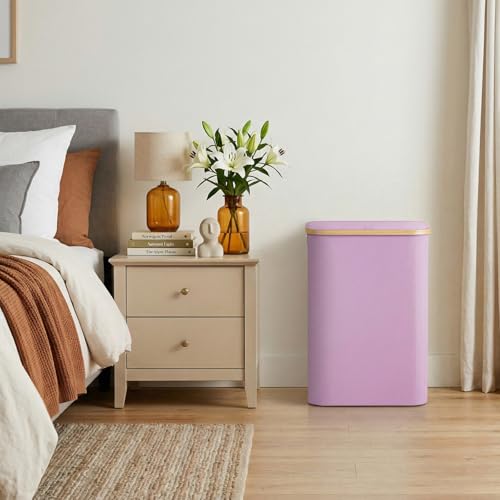 Lifewit 80L Laundry Basket with Lid, Clothes Hampers for Laundry with Bamboo Handles and 1 Removable Bag, Large Foldable Laundry Hamper for Bedroom, Bathroom, Dorm, Laundry Room, Purple - color: Purple, size: 80L