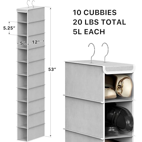 Simple Houseware 10 Shelves Hanging Shoes Organizer Holder for Closet, Grey - color: Grey, size: 1-Pack