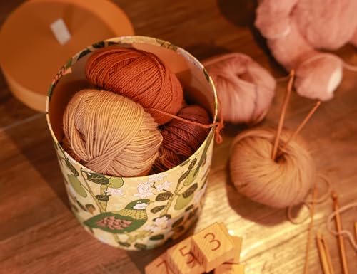 3-Piece Decorative Storage Boxes with Lids, wool storage, toy bin, Cardboard Keepsake Box Set, Vintage Floral and Geometric Patterns, Green, Orange, Yellow, Home Decor, Table Decor - color: Vintage Botanical
