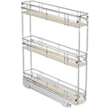 ROOMTEC 3-Tier Pull Out Cabinet Organizer Spice Rack for Narrow Cabinet 5" W x 20½" D, Slide Out Wood Shelves Storage for Kitchen - size: 5" W x 20½" D, 3 Tier, Wood Shelves