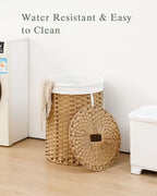 SETVSON Laundry Hamper with Lid 23.8 Gal (90 L) Round Laundry Basket with Lid Handwoven Clothes Hamper Removable Bag 2 Mesh Bags Rattan Woven Basket Handles for Bathroom Living Room Natural - color: Natural, size: 23.8 Gal - 90L