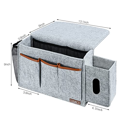 Zafit Bedside Caddy, Large Size Bedside Storage Organizer Bedside Organizer Caddy for Magazine Remotes Phone (13.4'' x 18.1'' Tissue box holder, Light Grey) - color: Light Grey, size: 13.4'' x 18.1'' Tissue box holder