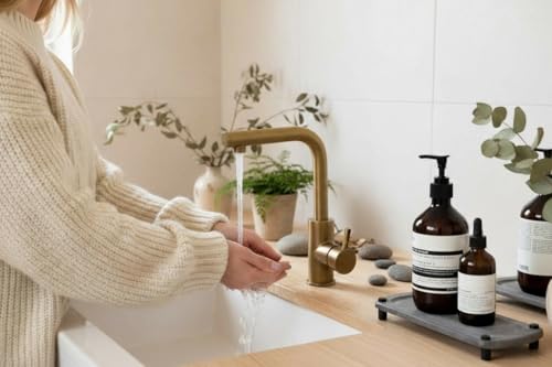 Premium Sink Caddy - Solid Grey Water-Aborbing Diatamaceous Earth Tray for Sink, Elevated Stainless Steel Legs, Non-Toxic, Fast-Drying, Kitchen or Bathroom (Lake Stone) - color: Lake Stone