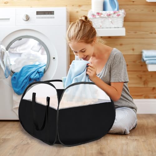2 Pack Collapsible Laundry Baskets, 90L Large Foldable Laundry Basket, Pop Up Hampers for Laundry, Dirty Clothes Laundry Hamper for Bedroom, Bathroom, Dorm, Laundry Room, Travel or Camping Black - color: 2xBlack