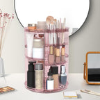 Rotating Makeup Organizer, DIY 8 Adjustable Layers Spinning Skincare Storage, Cosmetic Display Case with Brush Holder and Perfume Tray, Multi-Function Vanity Bathroom Countertop Organizer Clear Pink - color: Clear Pink