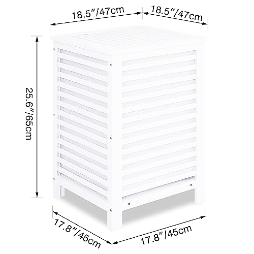 SMIBUY Double Laundry Hamper with Lid, 120L Bamboo Laundry Basket with Removable Liner Bag, 2-Section Clothes Divider Laundry Sorter for Laundry Room, Bathroom, Bedroom (White) - color: White