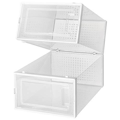 OnDisplay Clik Stackable Interlocking Shoe Box System (Standard Clear/White, Set of 2) - color: Standard Clear/White, size: Set of 2