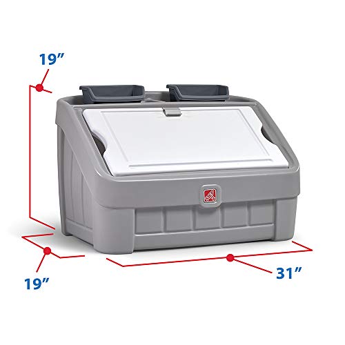 Step2 2-in-1 Toy Box & Art Lid, Kids Toy Storage Bin & Organizer, Easel & Chest in One, Made of Durable Plastic, For Toddlers 2+ Years Old, Gray - color: Gray