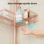 KEGII Corner Shower Caddy Tension Pole - 4-Tier Rustproof Bathroom Organizer, Floor to Ceiling Shower Caddy 25-114.2 inch, No Drilling Shower Storage Rack for Shampoo, Towels (Blush Nude) - style: Tension Caddy - Blush Nude