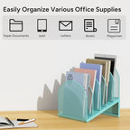 5-Section Desk File Organizer, Metal Mesh Folder Organizer for Documents, Mail & Office Papers (Blue) - color: Blue