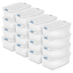 Sterilite 16-Pack Latching Box, Under Bed Storage Bins with Lids, Clear Plastic, 106 Quart - Heavy-Duty Organizing Containers for Closet, Bathroom, and Office - size: 106 Quart, style: 16 Pack