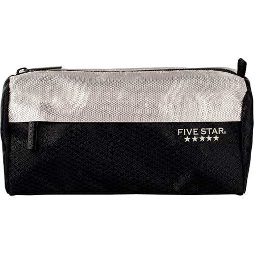 Five Star Pencil Pouch, Pen Case, 9-Pocket Zipper Pouch, Storage Organizer for School Supplies Earbuds Chargers Cables Makeup, Black/Grey (505600A-ECM) - color: Black/Grey, size: 8"L x 4"W x 3"H