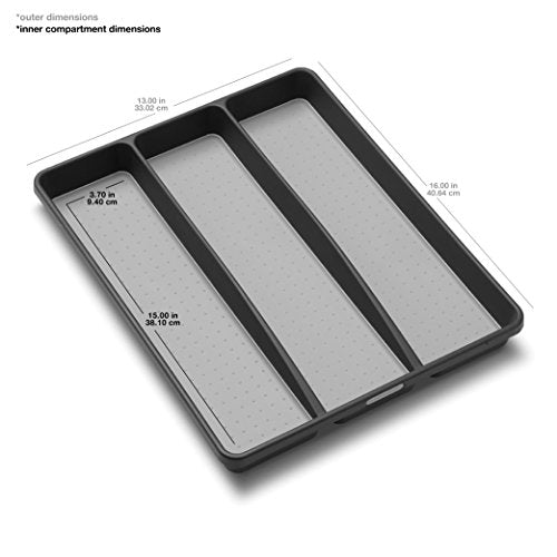 madesmart Classic Utensil Tray - Granite | CLASSIC COLLECTION | 3-Compartments | Kitchen Organizer | Non-slip Lining and Rubber Feet | Easy to Clean | BPA-Free Large
