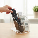 Remote Control Holder, Clear Plastic TV Remote Caddy for Desk and Nightstand Storage, Space-Saving Desk Organizer with See-Through Design for Living Room and Office Desk Accessories, 3 Compartments - size: 3 Slots