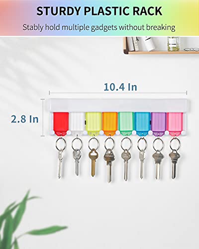Uniclife Key Tag Rack Slot and Hook Style Plastic Wall Mounted Key Holder Organizer with Transparent Tough Key Tag Identifiers Markers in 8 Assorted Colors, 2 Pack - size: 10.4'' x 2.8'', 2 Pack, style: 2 Styles